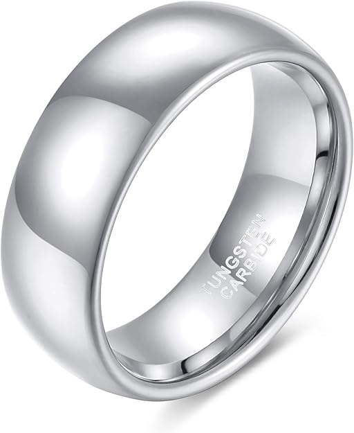8mm Personalized Tungsten Ring for Men Classic Dome Tungsten Carbide Engagement Wedding Band Customized Promise Ring TCR405
