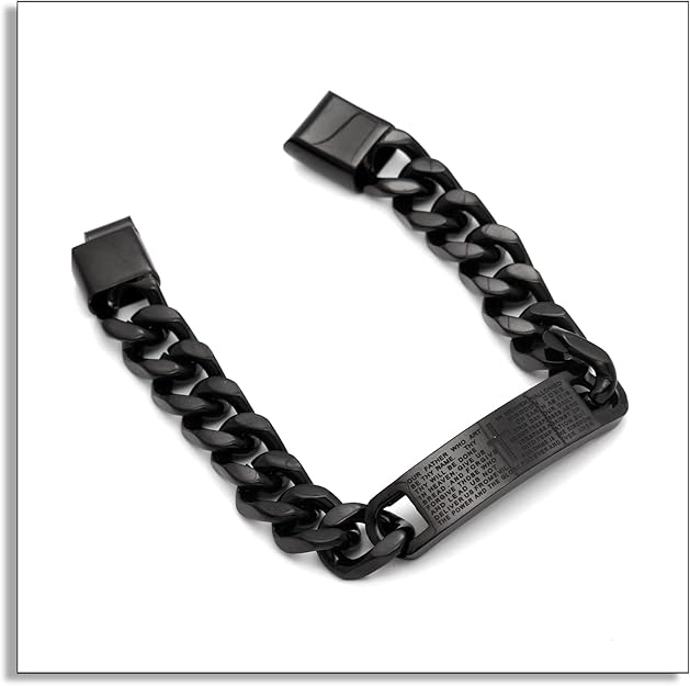 Personalized Bracelet for Men 20mm Black Stainless Steel ID Bracelet Custom Gift for For Men SSB236-B