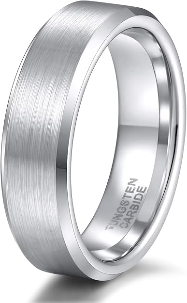 6mm Personalized Tungsten Ring for Men and Women Brushed Tungsten Carbide Engagement Wedding Band Customized Promise Ring