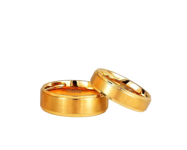 8MM/6MM Titanium Wedding Rings, Personalized His & Hers Couples Ring Set, Anniversary Ring Set TRB413