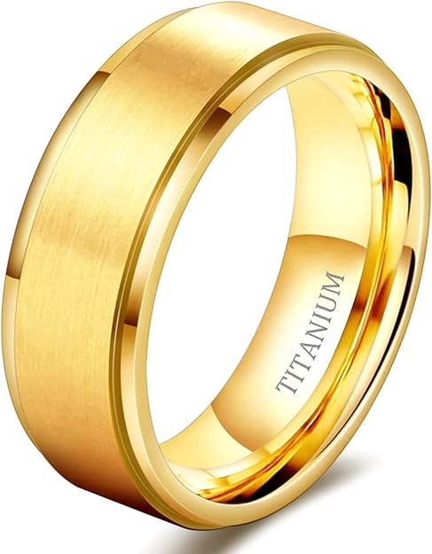 8MM/6MM Titanium Wedding Rings, Personalized His & Hers Couples Ring Set, Anniversary Ring Set TRB413