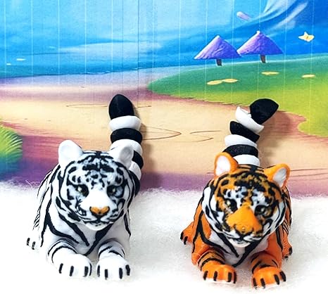 2pcs Articulated 3D Printed Tiger, 6.5" Wild Animal Creature Tiger Toy, Fidget Animal for Home Office Executive Desk Decoration AT001-2x