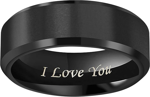 8mm Personalized Titanium Ring Wedding Band Matte Comfort Fit Ring for Men Women Customized Promise Ring Size 7-13 TRB071P