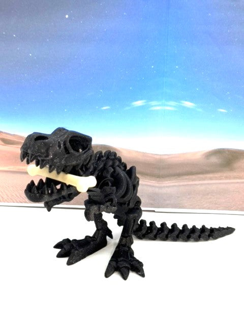 3D Printed Skeleton Dinosaur, Articulated Skeleton T-Rex Tyrannosaurus Dinosaur, Fidget ADHD Autism Toy -ATREX001-BLK