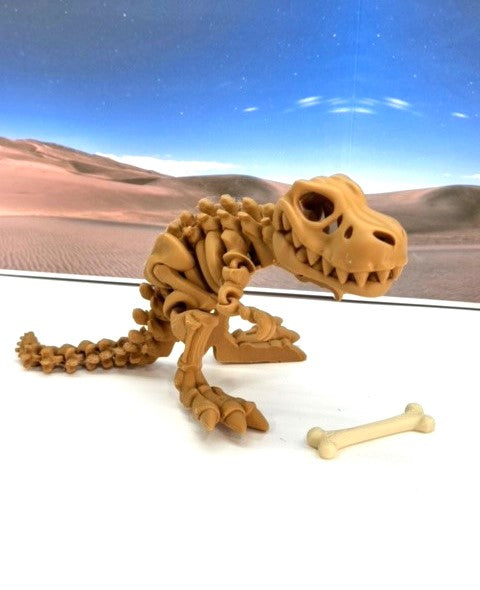 3D Printed Skeleton Dinosaur, Articulated Skeleton T-Rex Tyrannosaurus Dinosaur, Fidget ADHD Autism Toy -ATREX001-BRN