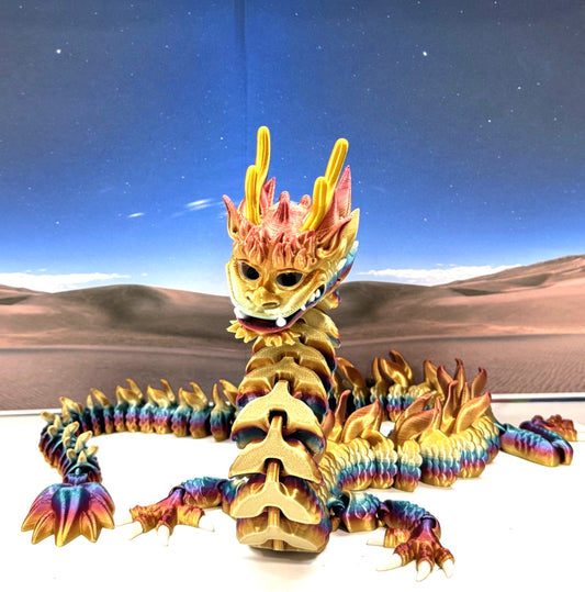 3D Printed Dragon, Articulated Imperial Dragon, 13" Nebula Imperial Dragon, Fidget ADHD Autism Toy, Executive Desk Toy - ID001-NEBULA