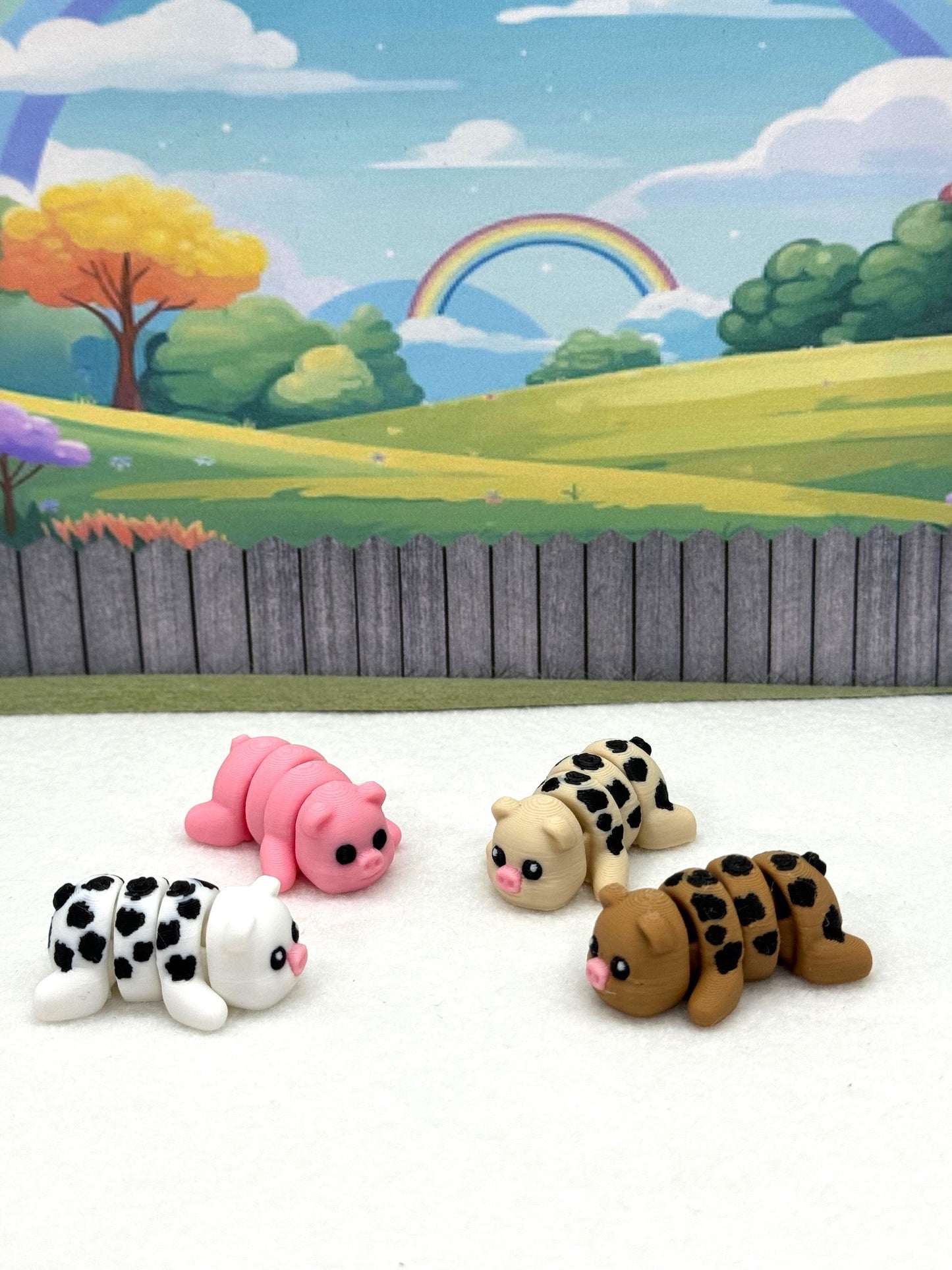 5pcs Mini Pigs with Milk Carton, 3D Printed Articulated Fidget Mini Pigs Figures, Party Decorations MP001-4X