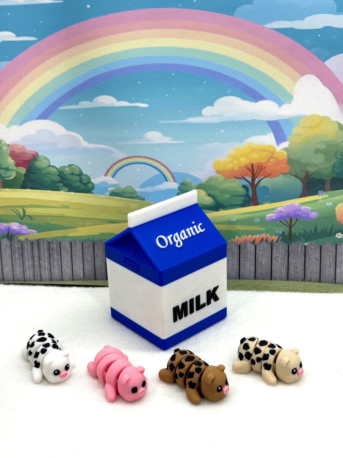 5pcs Mini Pigs with Milk Carton, 3D Printed Articulated Fidget Mini Pigs Figures, Party Decorations MP001-4X