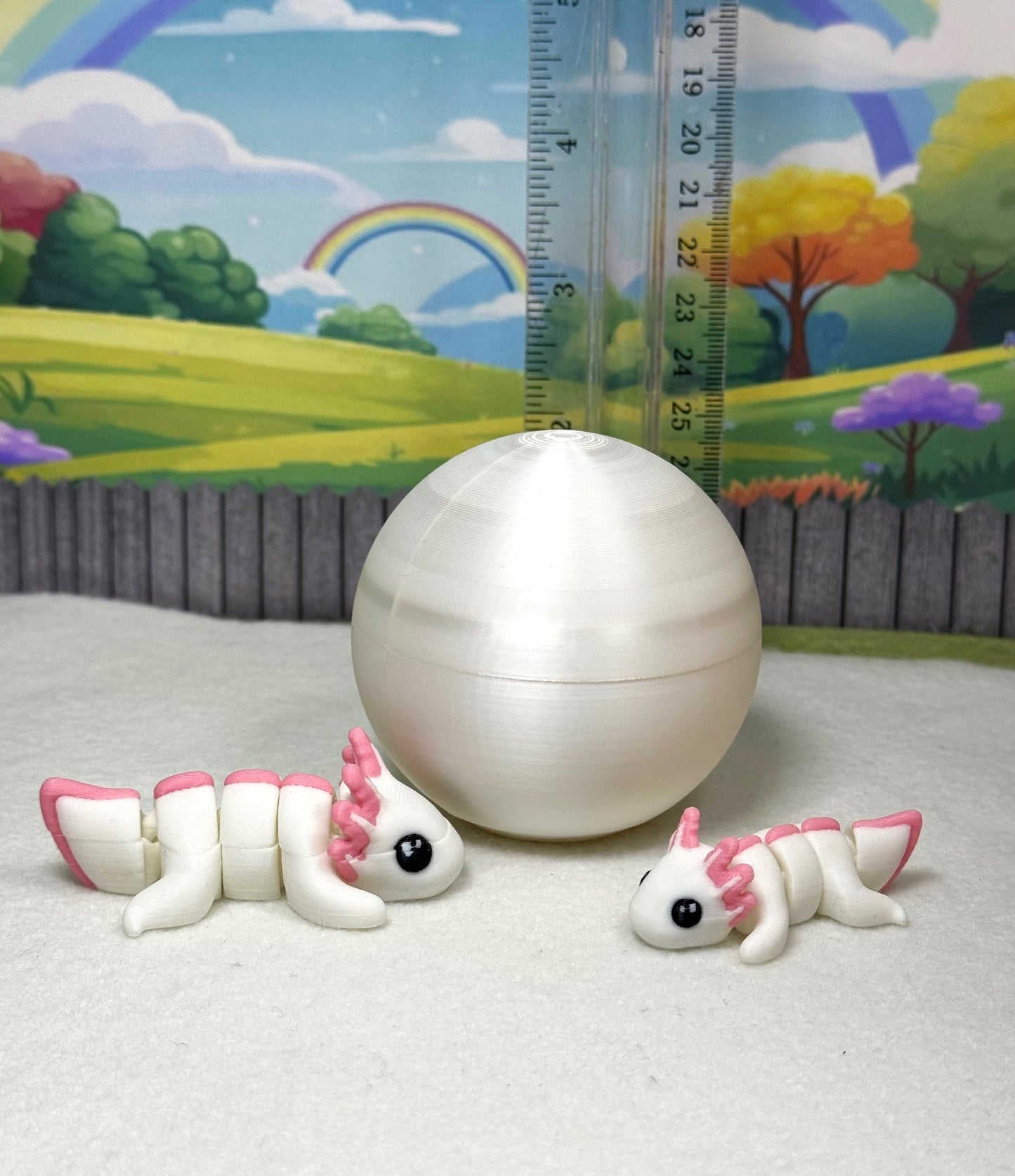 2pcs 3D Printed Articulated Mini Axolotl with Egg, 4pcs Colorful Fidget Mini Axolotl Figures, Tiny Animal Figures, Birthday Party Decorations MA001-2X