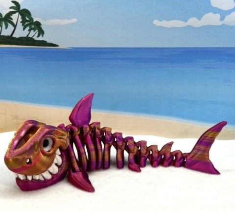 3D Printed Skeleton Shark, 7" Articulated Shark Toy, Red Purple Gold Shark Toy, Fidget ADHD Autism Toy ASS001-RPG