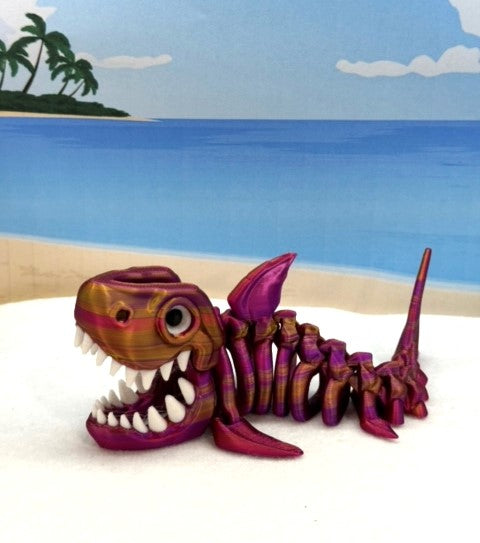 3D Printed Skeleton Shark, 7" Articulated Shark Toy, Red Purple Gold Shark Toy, Fidget ADHD Autism Toy ASS001-RPG
