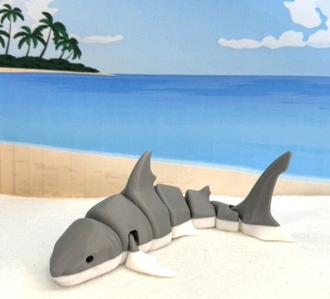 3pcs 3D Printed Sharks, Small Medium Large Articulated Shark Toy, Sea Creatures Fidget Toy, Executive Desk Decor- ASHARK-SET-GRAY