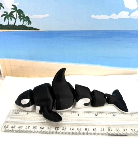 3 pcs 3D Printed Orca, Articulated Orca Killer Whale, Sea Creatures, Executive Desk Decor, Fidget Toy for ADHD/Autism - AORCA-SET