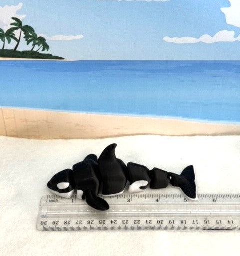 3 pcs 3D Printed Orca, Articulated Orca Killer Whale, Sea Creatures, Executive Desk Decor, Fidget Toy for ADHD/Autism - AORCA-SET