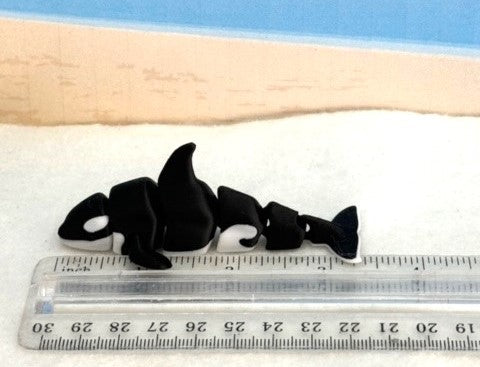 3 pcs 3D Printed Orca, Articulated Orca Killer Whale, Sea Creatures, Executive Desk Decor, Fidget Toy for ADHD/Autism - AORCA-SET