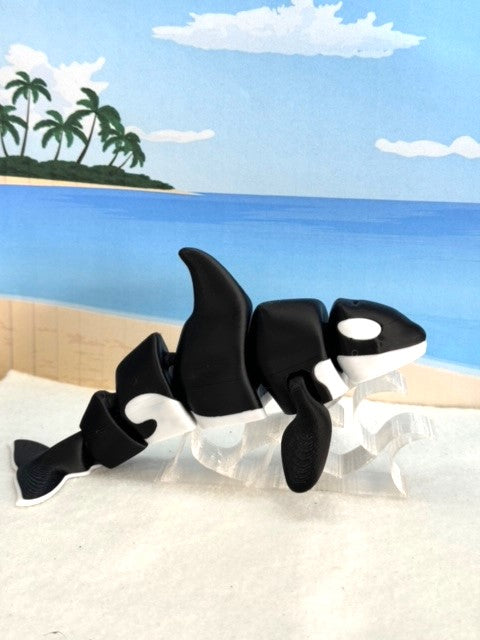 3D Printed Orca, Articulated Orca Killer Whale with Stand, Sea Creatures, Executive Desk Decor, Fidget Toy for ADHD/Autism - AORCA-LARGE