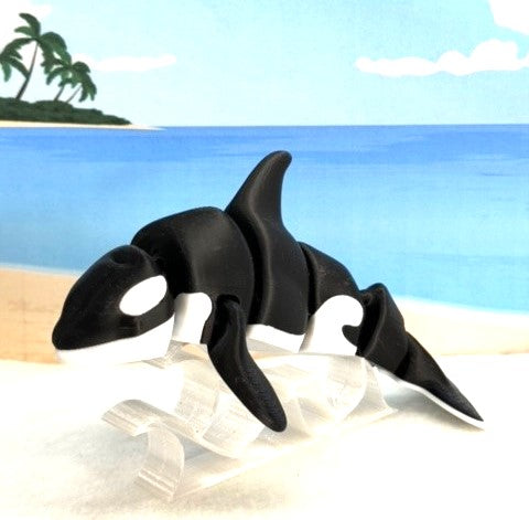 3D Printed Orca, Articulated Orca Killer Whale with Stand, Sea Creatures, Executive Desk Decor, Fidget Toy for ADHD/Autism - AORCA-LARGE