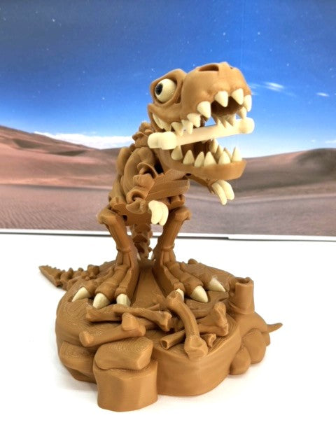 3D Printed Skeleton Dinosaur, Articulated Skeleton T-Rex Tyrannosaurus Dinosaur, Fidget ADHD Autism Toy -ATREX001-BRN-WE