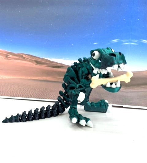 3D Printed Skeleton Dinosaur, Articulated Skeleton T-Rex Tyrannosaurus Dinosaur, Fidget ADHD Autism Toy - ATREX001-BEG