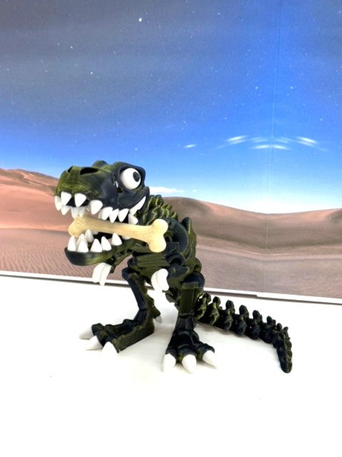 3D Printed Skeleton Dinosaur, Articulated Skeleton T-Rex Tyrannosaurus Dinosaur, Fidget ADHD Autism Toy - ATREX001-BDG