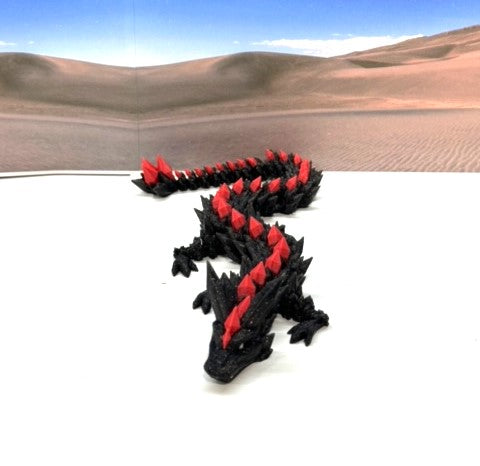 3D Printed Dragon with Egg, Articulated Black and Red Crystal Dragon, Fidget ADHD Dragon Toy - D022