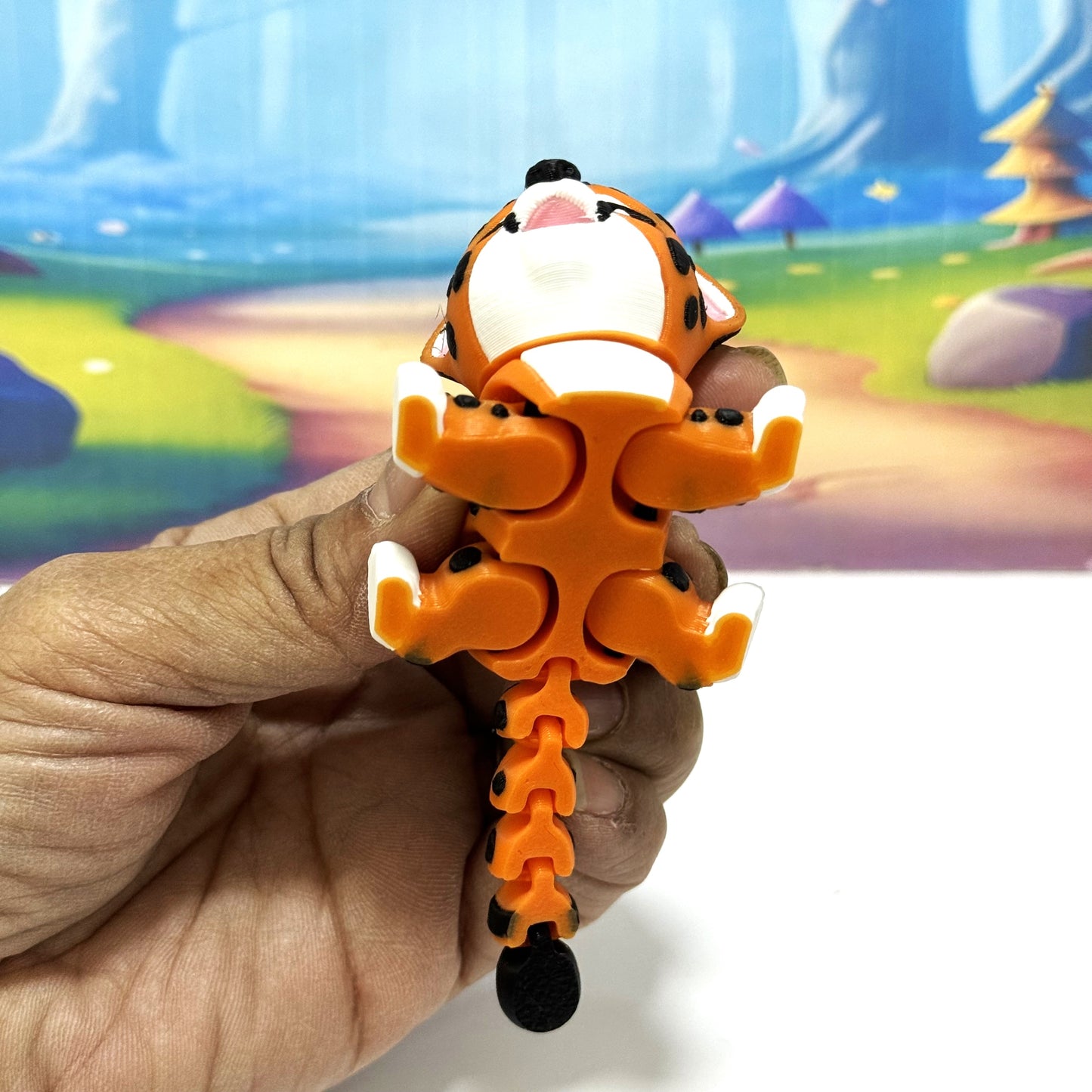 Articulating 3D printed Baby Cheetah fidget Anxiety toy Ornament sculpture Gift for Animal Lovers Flexible Sensory Pet Custom Desk Decor