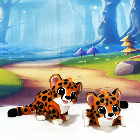 2pcs Articulating 3D printed Baby Cheetah fidget Anxiety toy Ornament sculpture Gift for Animal Lovers Flexible Sensory Pet Custom Desk Decor (Copy)