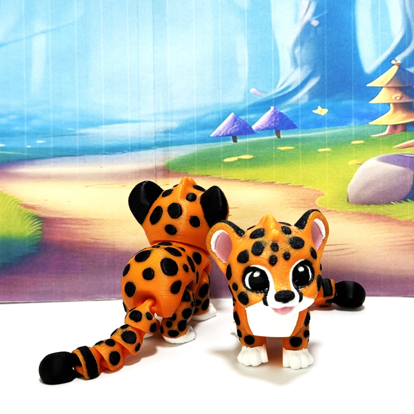 2pcs Articulating 3D printed Baby Cheetah fidget Anxiety toy Ornament sculpture Gift for Animal Lovers Flexible Sensory Pet Custom Desk Decor (Copy)