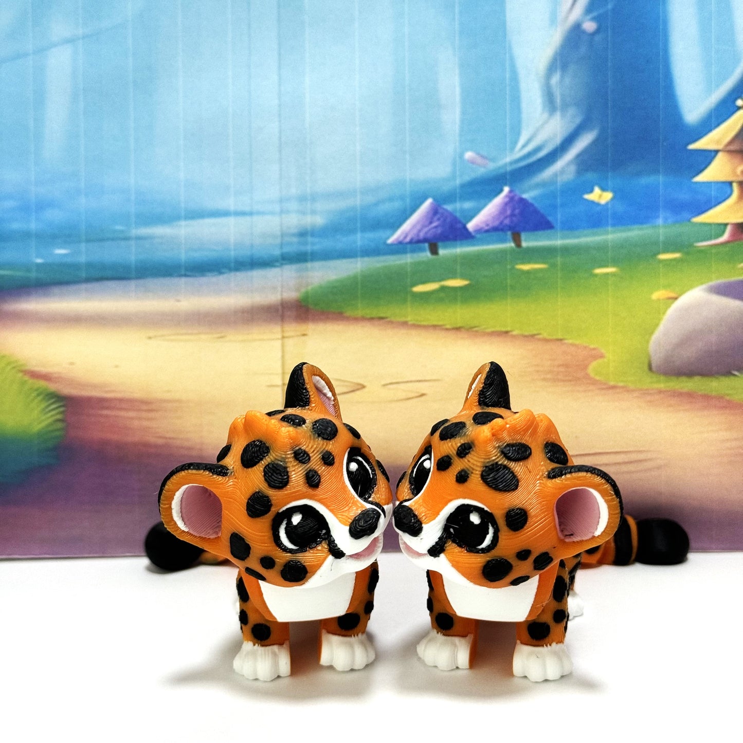 2pcs Articulating 3D printed Baby Cheetah fidget Anxiety toy Ornament sculpture Gift for Animal Lovers Flexible Sensory Pet Custom Desk Decor (Copy)