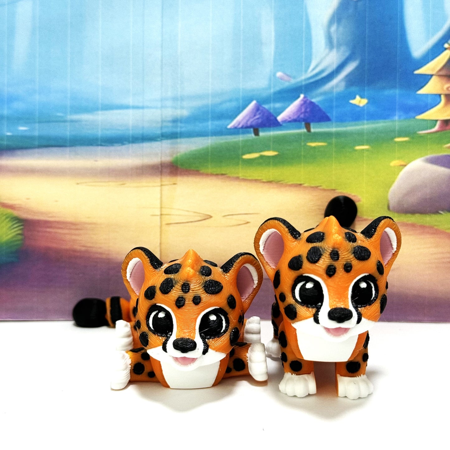 2pcs Articulating 3D printed Baby Cheetah fidget Anxiety toy Ornament sculpture Gift for Animal Lovers Flexible Sensory Pet Custom Desk Decor (Copy)
