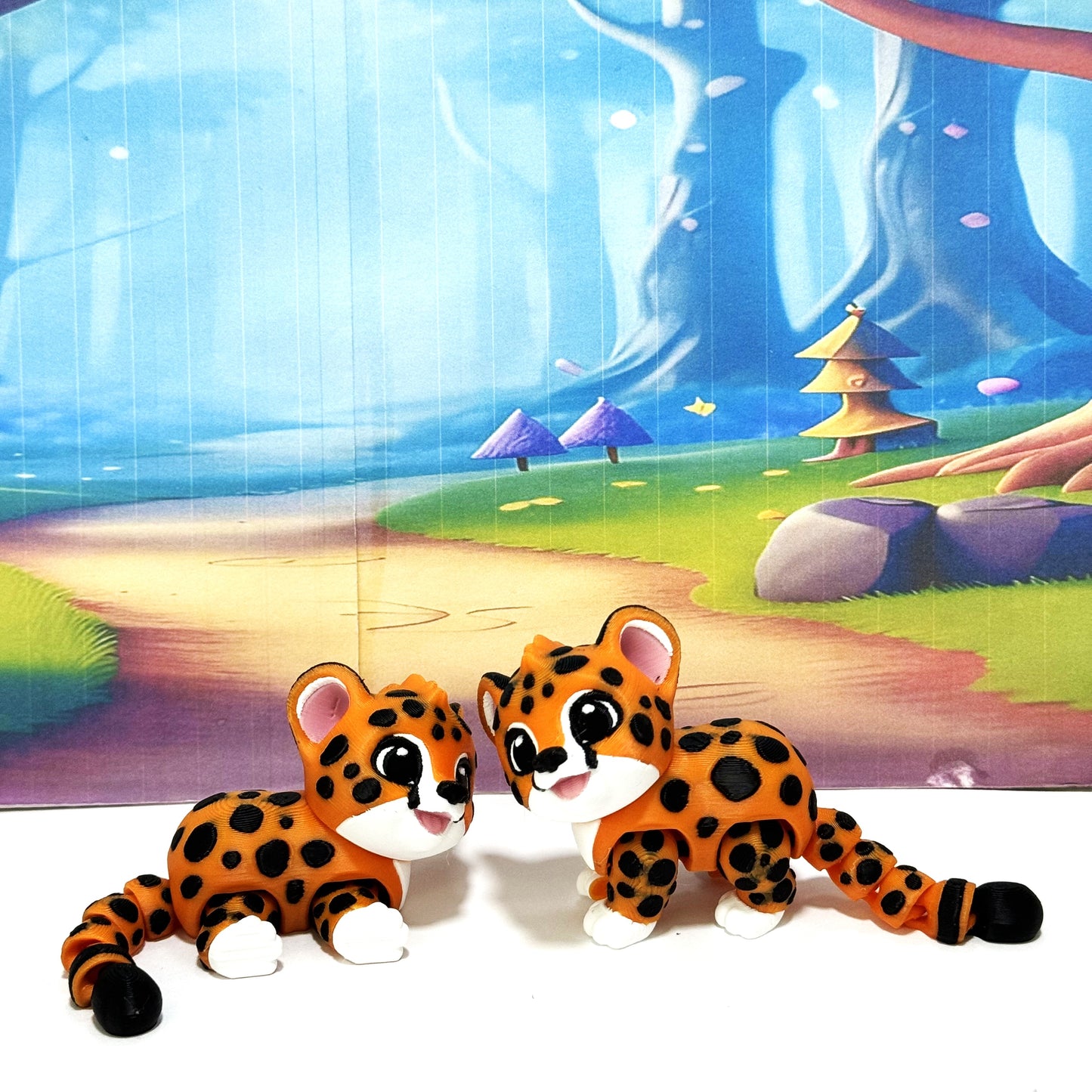 2pcs Articulating 3D printed Baby Cheetah fidget Anxiety toy Ornament sculpture Gift for Animal Lovers Flexible Sensory Pet Custom Desk Decor (Copy)