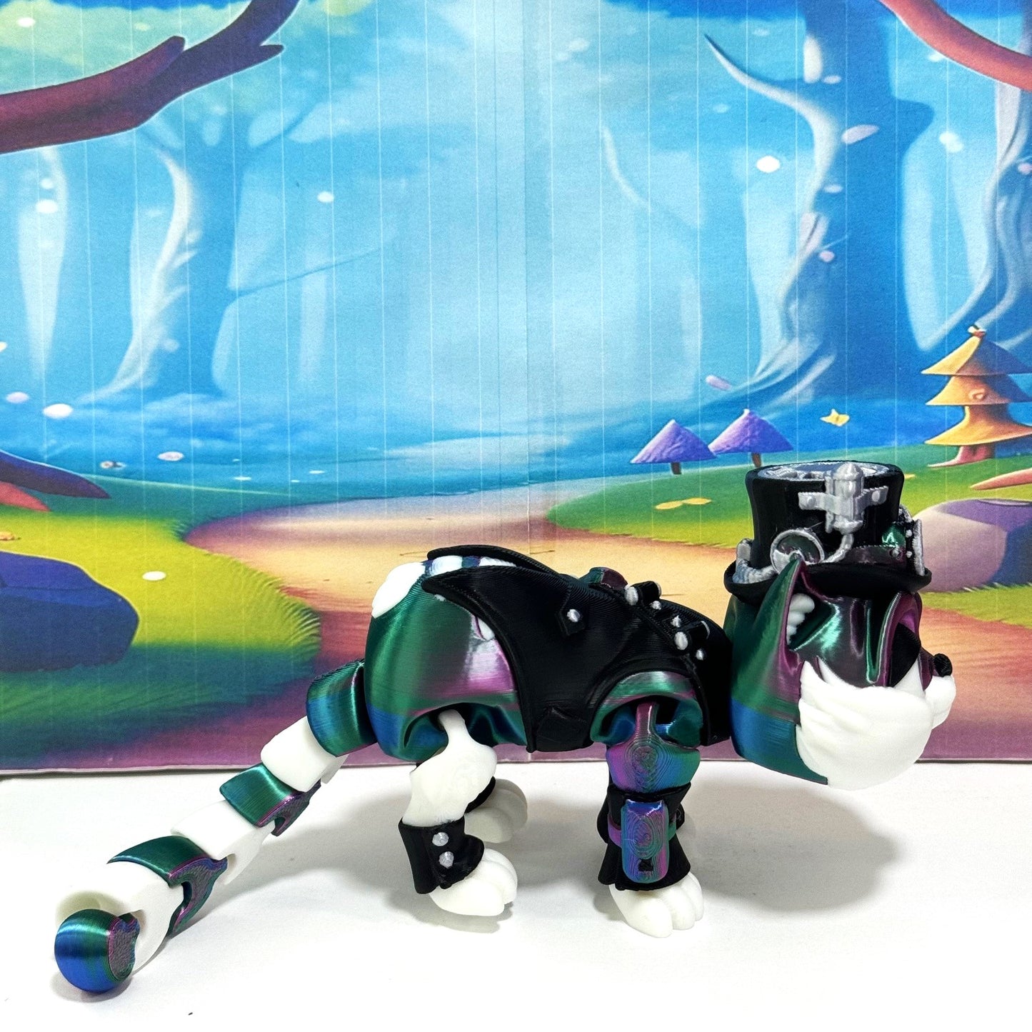 3D Printed Articulated Striped Cat or Steampunk Cat Figurine, Posable Cat Figure ASPCAT-RGB