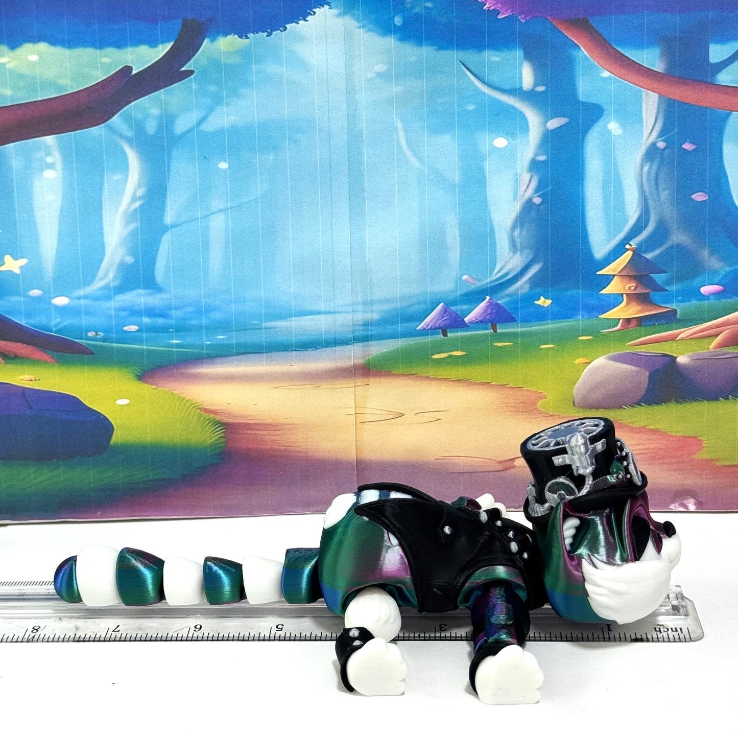 3D Printed Articulated Striped Cat or Steampunk Cat Figurine, Posable Cat Figure ASPCAT-RGB