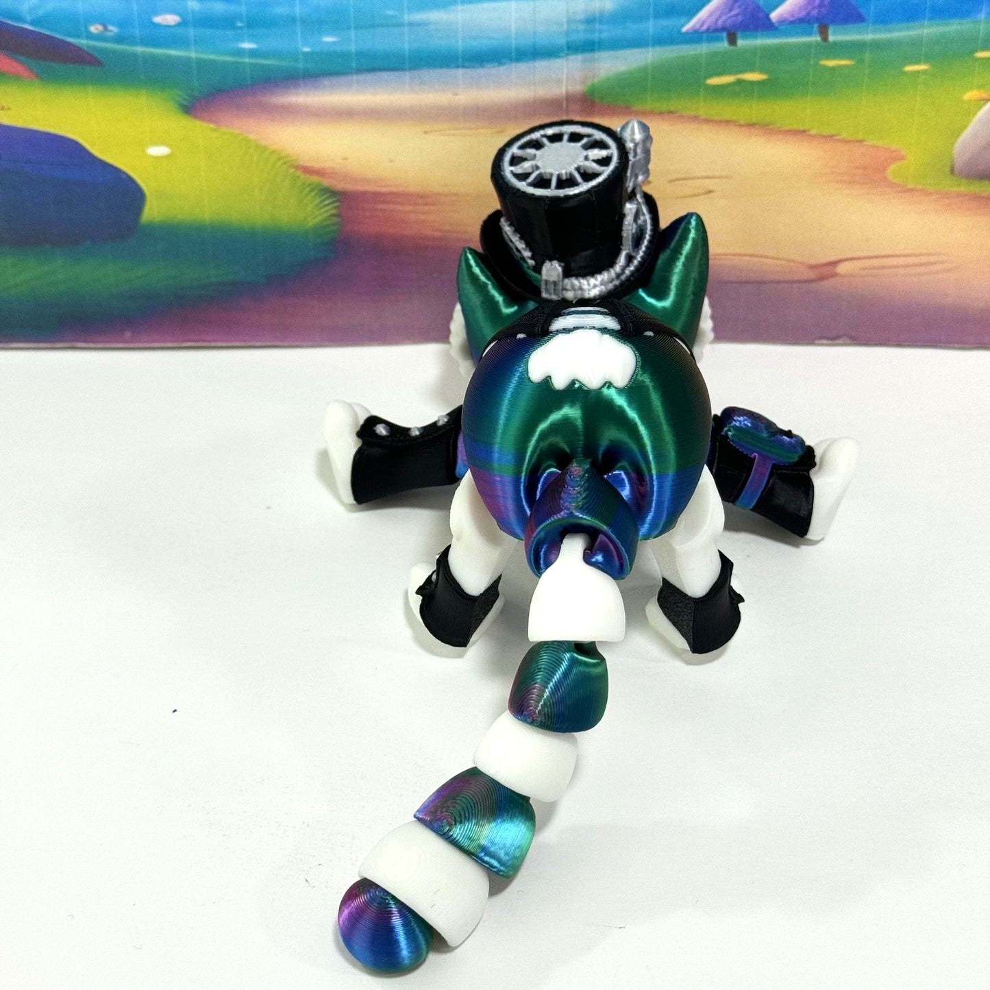 3D Printed Articulated Striped Cat or Steampunk Cat Figurine, Posable Cat Figure ASPCAT-RGB