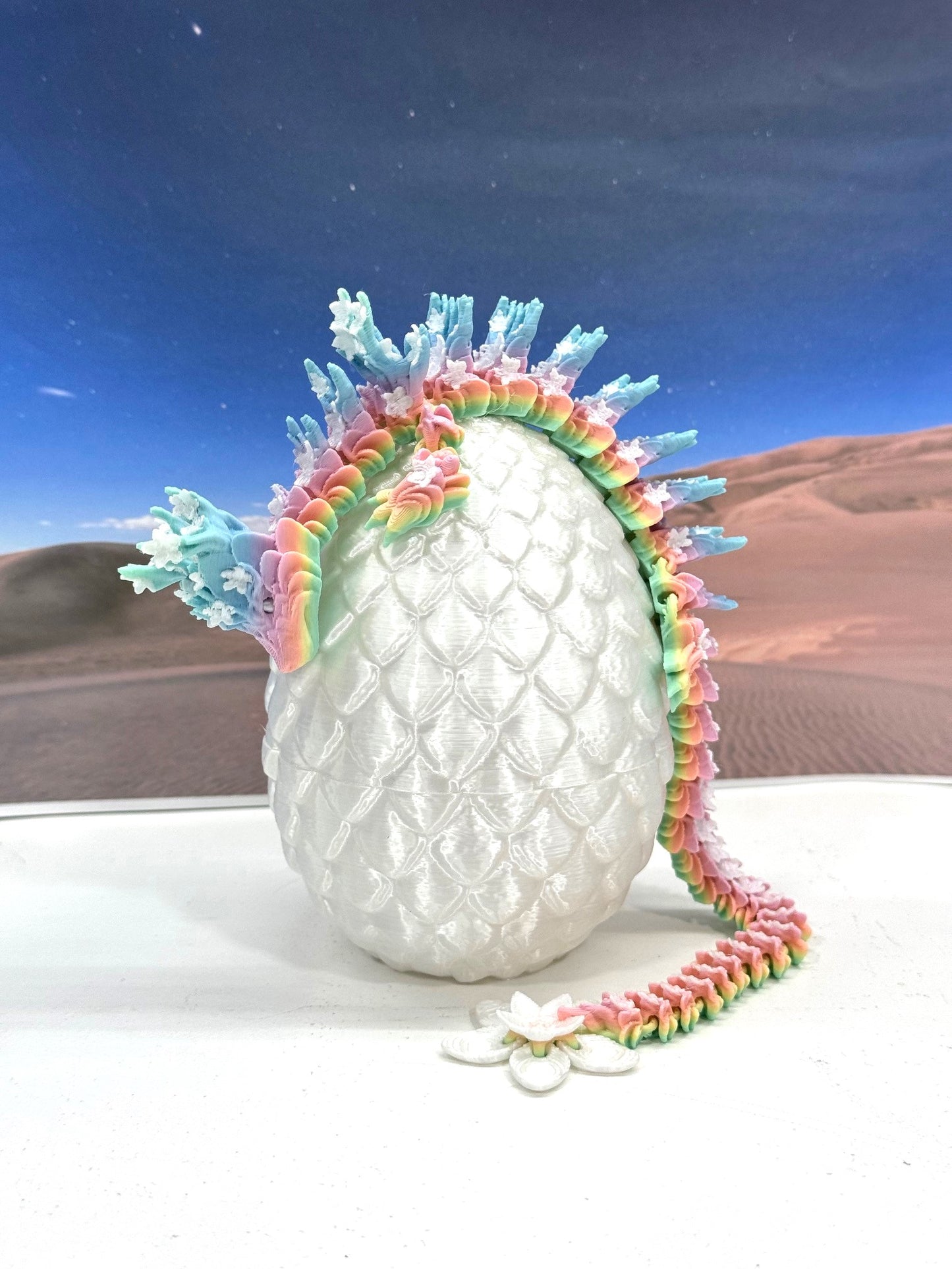 3D Printed Dragon with Egg, Articulated Rainbow Dragon, Fidget ADHD Dragon Toy - D060