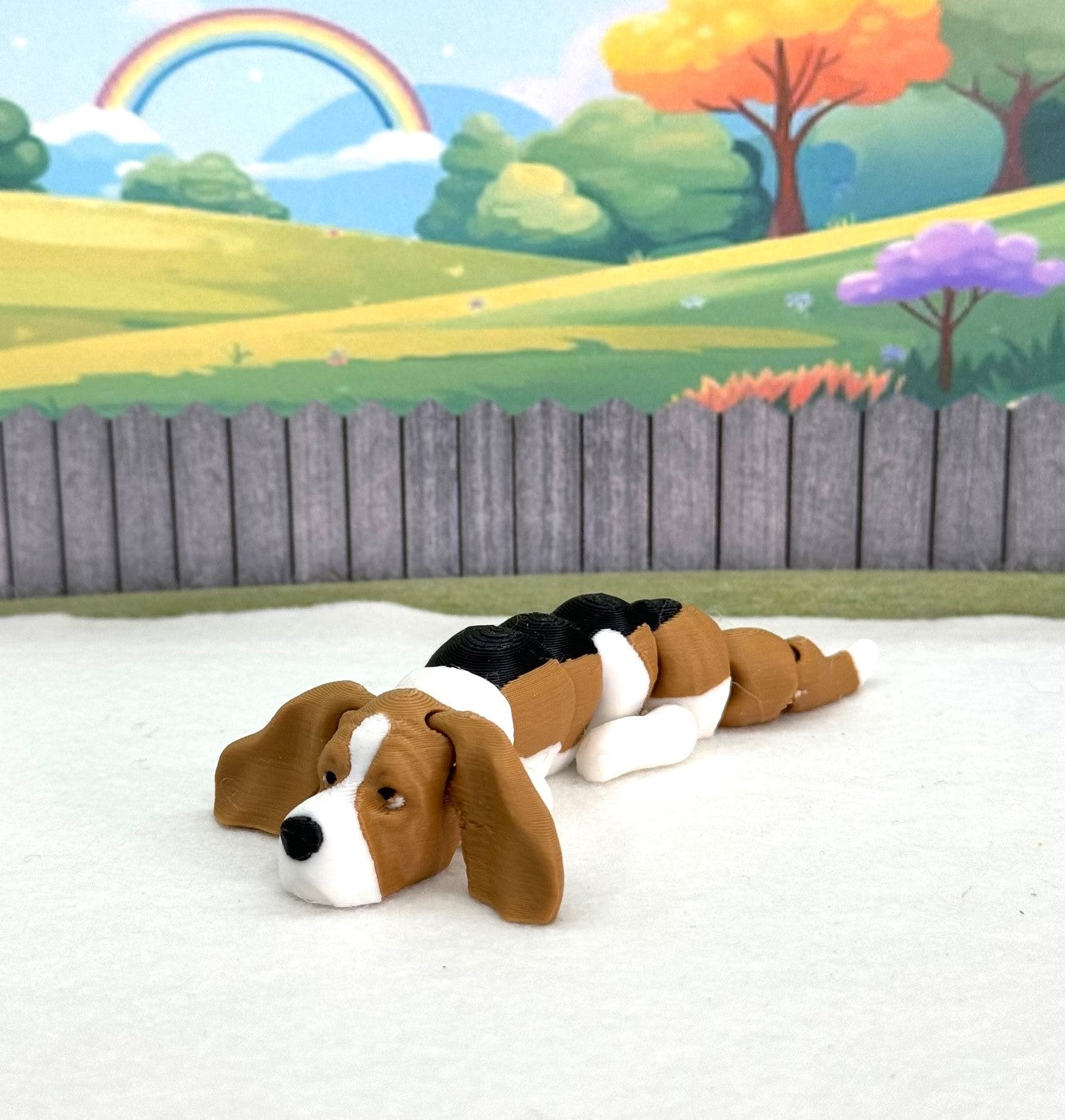 3D Printed Dog, Articulated Basset Hound Dog, 3D Printed Flexible Joint Dog Figures, Fidget ADHD Autism Toy-AD-SET3-BH