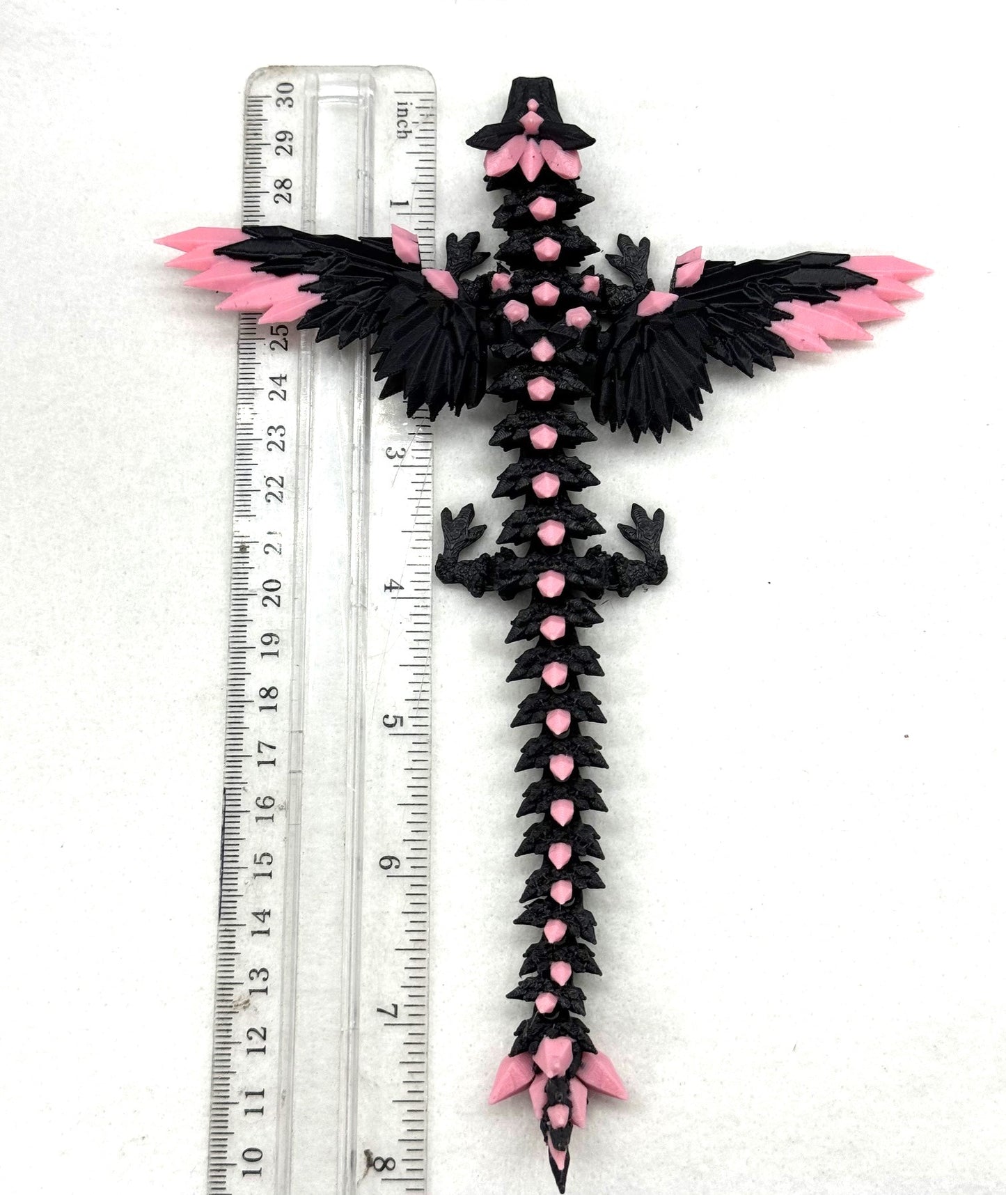 3D Printed Dragon with Egg, Black Articulated Crystal Winged Dragon, Fidget ADHD Dragon Toy - CW003-PE