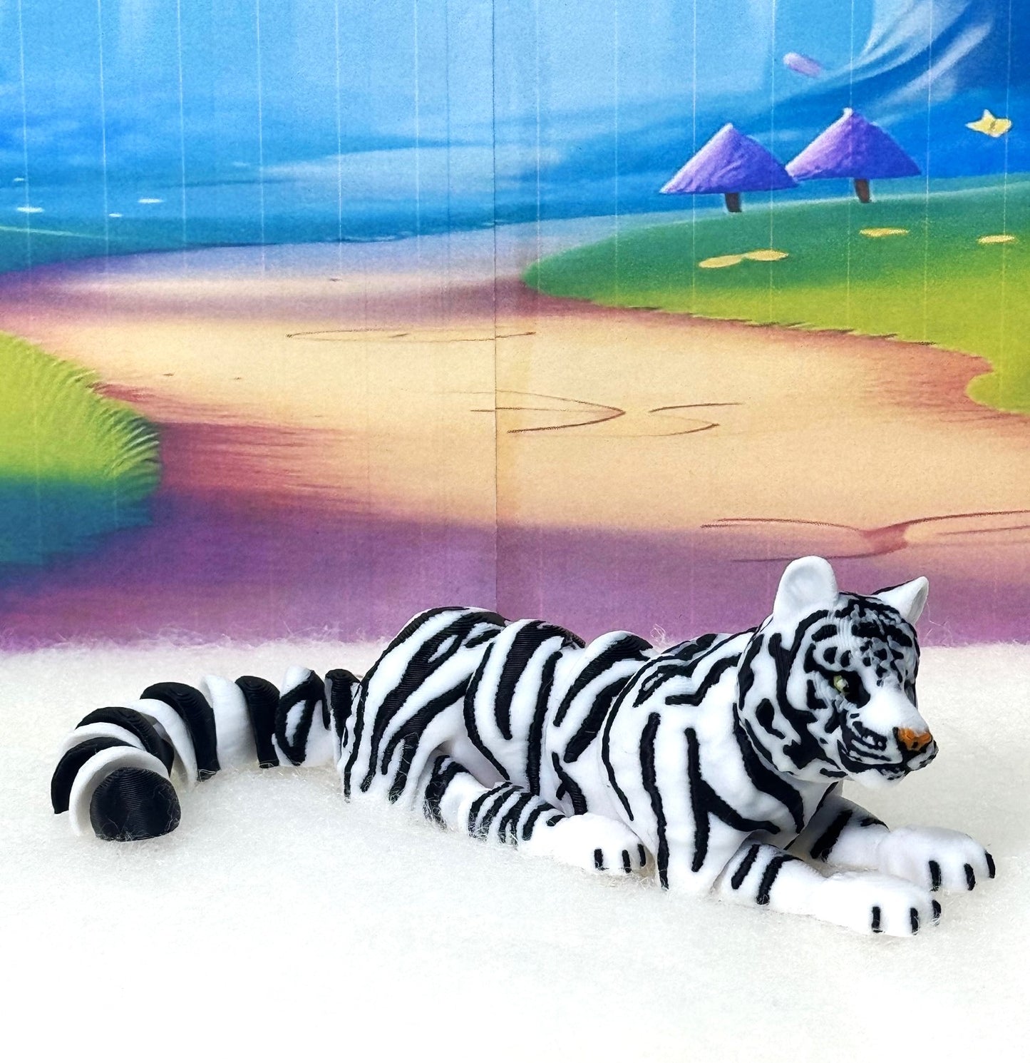 2pcs Articulated 3D Printed Tiger, 6.5" Wild Animal Creature Tiger Toy, Fidget Animal for Home Office Executive Desk Decoration AT001-2x