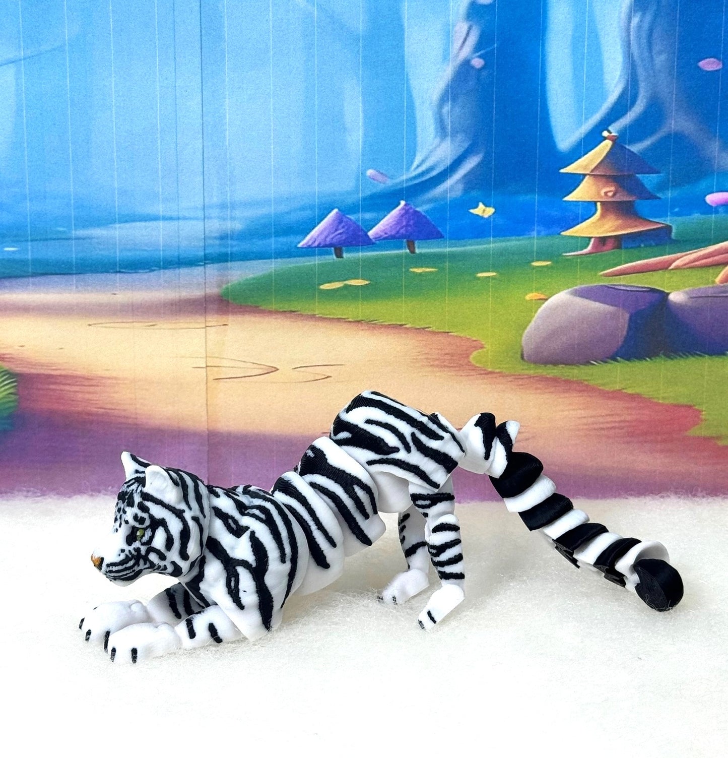 2pcs Articulated 3D Printed Tiger, 6.5" Wild Animal Creature Tiger Toy, Fidget Animal for Home Office Executive Desk Decoration AT001-2x