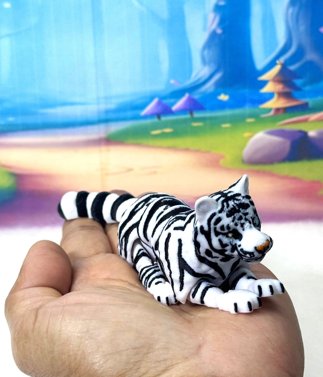 2pcs Articulated 3D Printed Tiger, 6.5" Wild Animal Creature Tiger Toy, Fidget Animal for Home Office Executive Desk Decoration AT001-2x