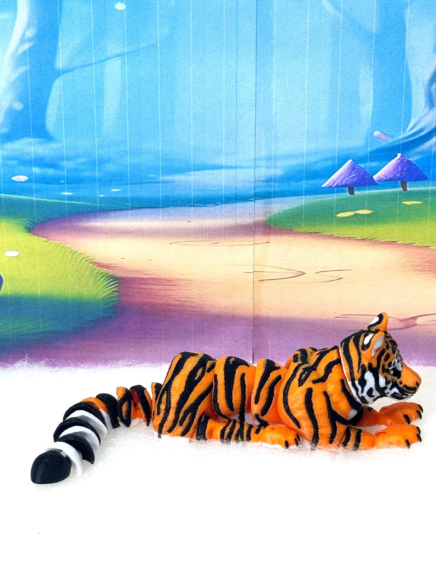 3D Printed Tiger, 6.5" Wild Animal Creature Tiger Toy, Articulated Fidget Animal for Home Office Executive Desk Decoration AT001-ORANGE-S