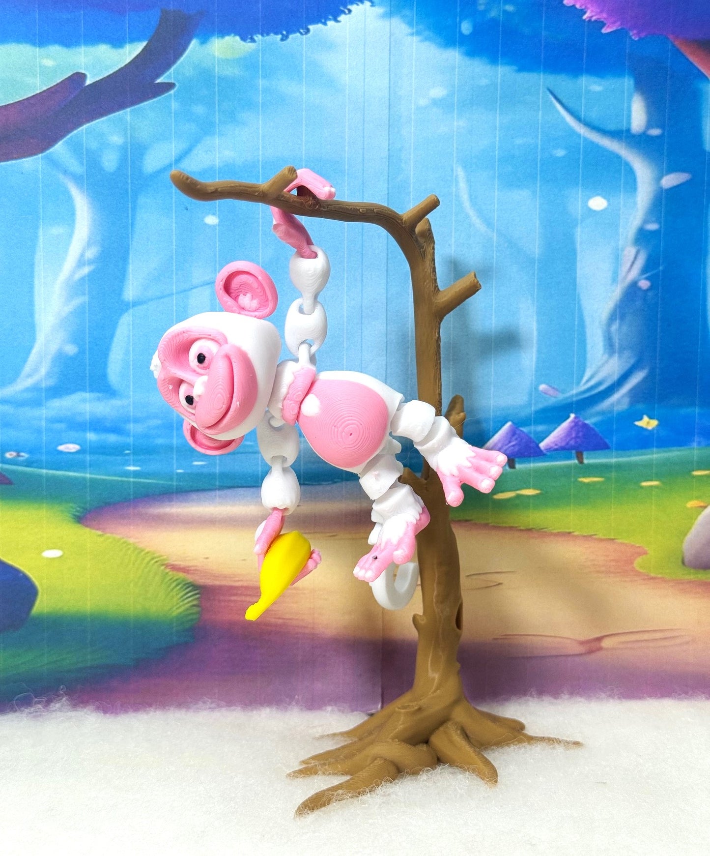 3D Printed Monkey, Articulated 3" Posable, Hangable Monkeys, Stands on Its Own for Fun Poses and Display-AM001-S-PINK