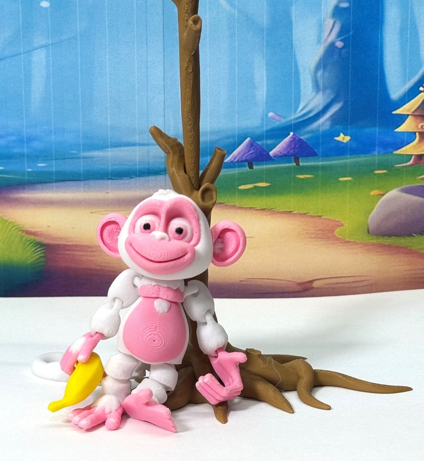 2pcs Articulated Monkey, 3D Printed Fidget Toy, Posable, Hangable Monkeys, Stands on Its Own for Fun Poses and Display-AM001-MC-WP