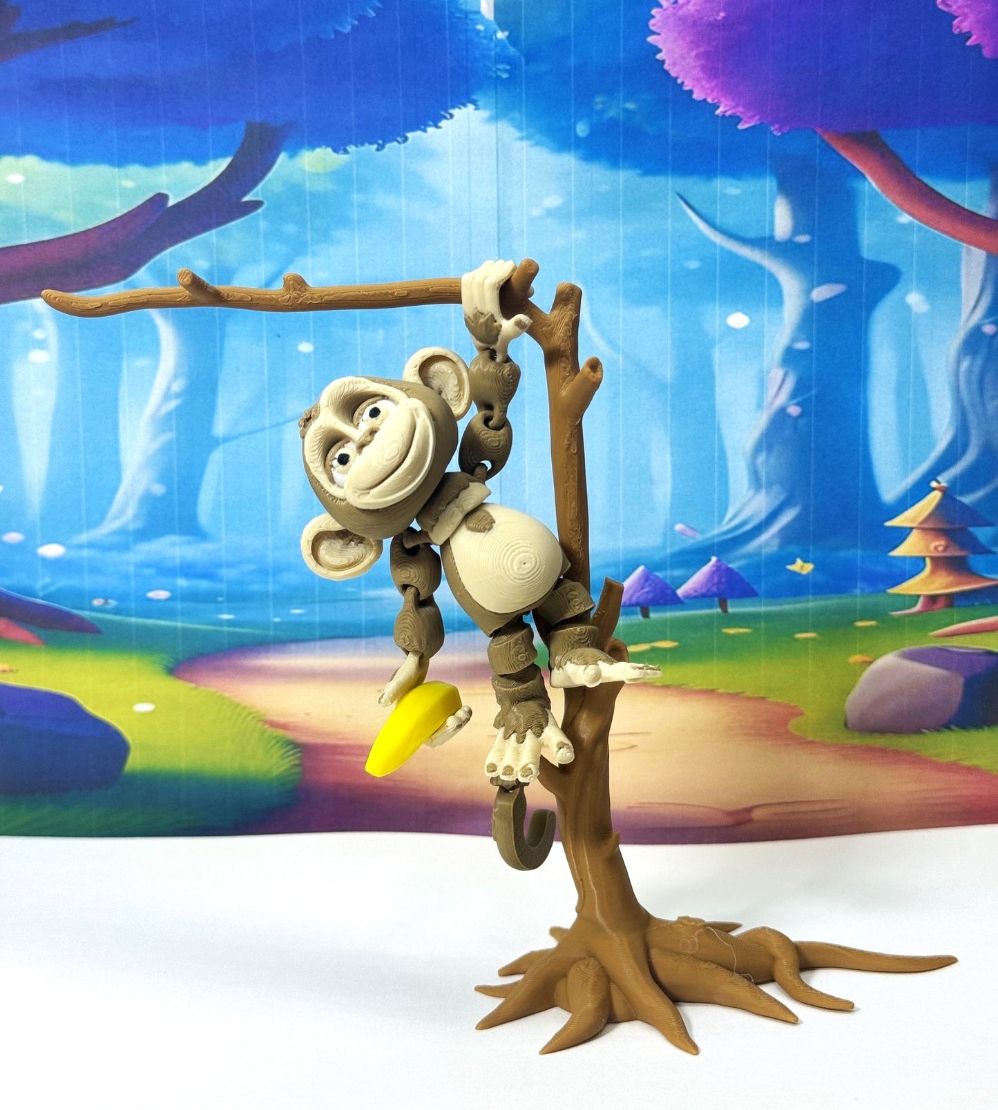 3D Printed Articulated Monkey Fidget Toy – 5" Articulated Posable, 1 PC Hangable Monkey, Stands on Its Own for Fun Poses and Display -AM001-LARGE-MOCHA