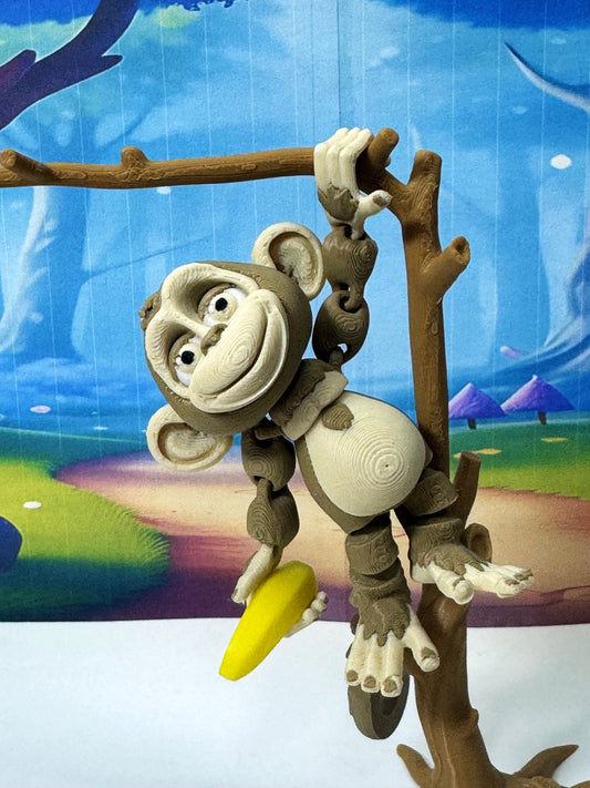 3D Printed Articulated Monkey Fidget Toy – 5" Articulated Posable, 1 PC Hangable Monkey, Stands on Its Own for Fun Poses and Display -AM001-LARGE-MOCHA