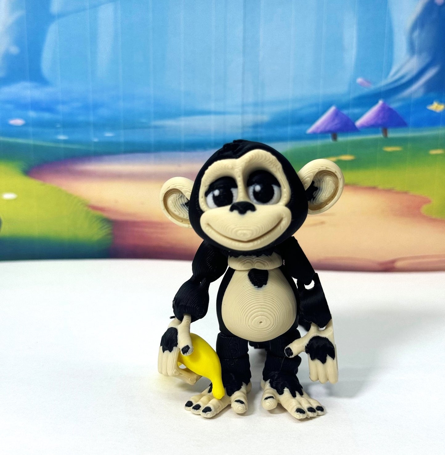 3D Printed Articulated Monkey Fidget Toy, 3" Articulated Posable, Hangable Monkey, Stands on Its Own for Fun Poses and Display -AM001-S-BLACK
