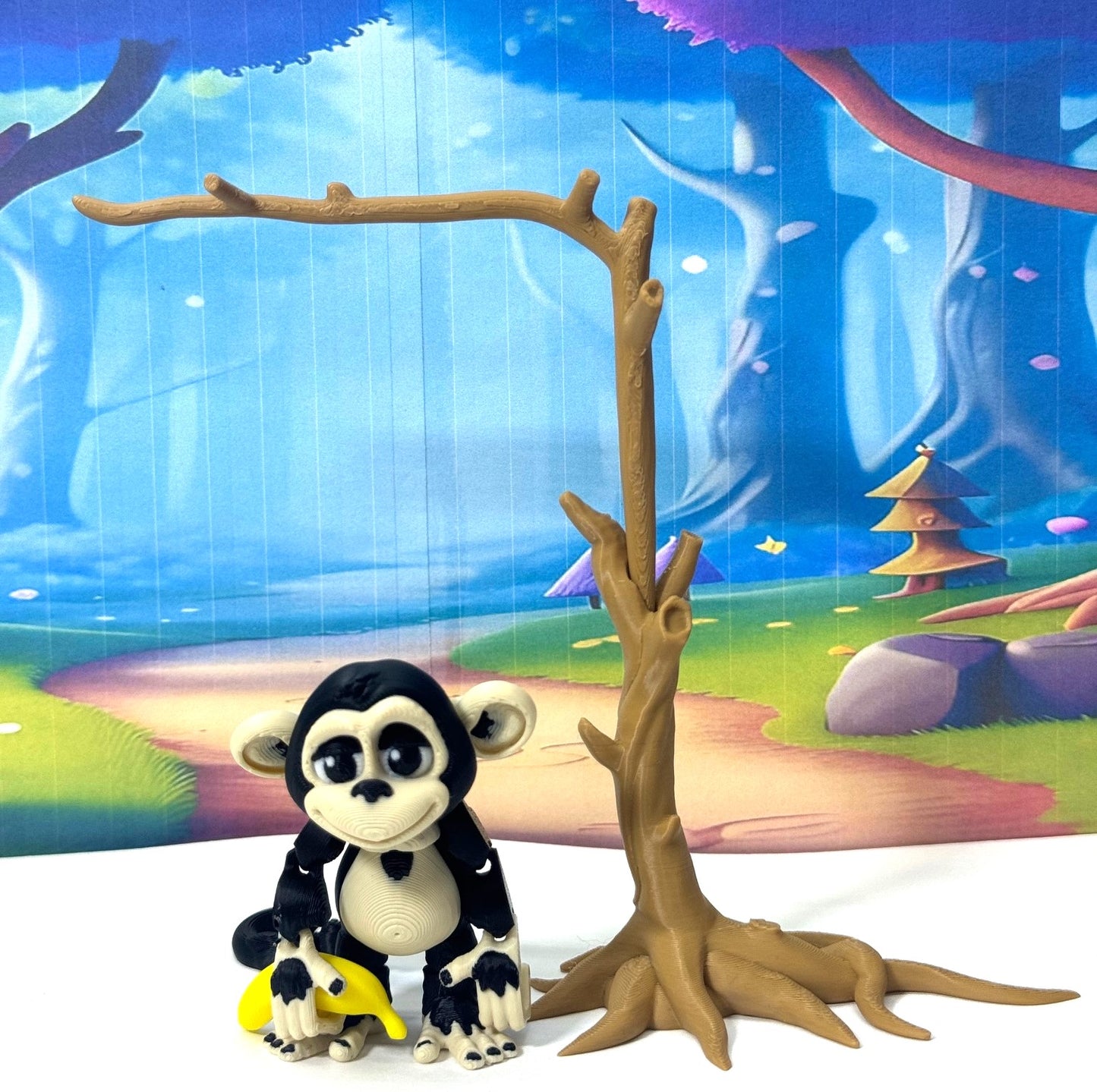 3D Printed Articulated Monkey Fidget Toy, 3" Articulated Posable, Hangable Monkey, Stands on Its Own for Fun Poses and Display -AM001-S-BLACK