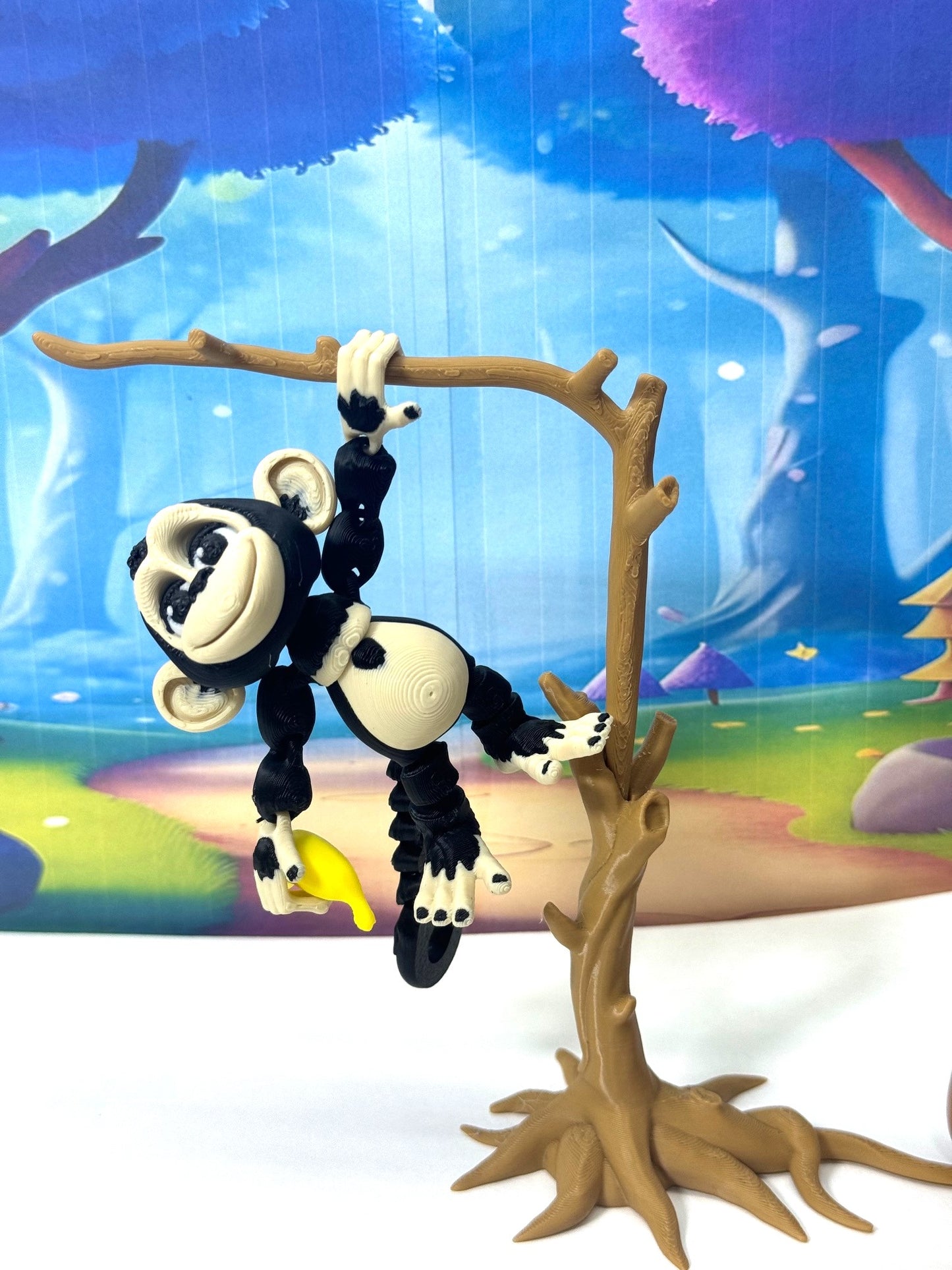 3D Printed Articulated Monkey Fidget Toy, 3" Articulated Posable, Hangable Monkey, Stands on Its Own for Fun Poses and Display -AM001-S-BLACK