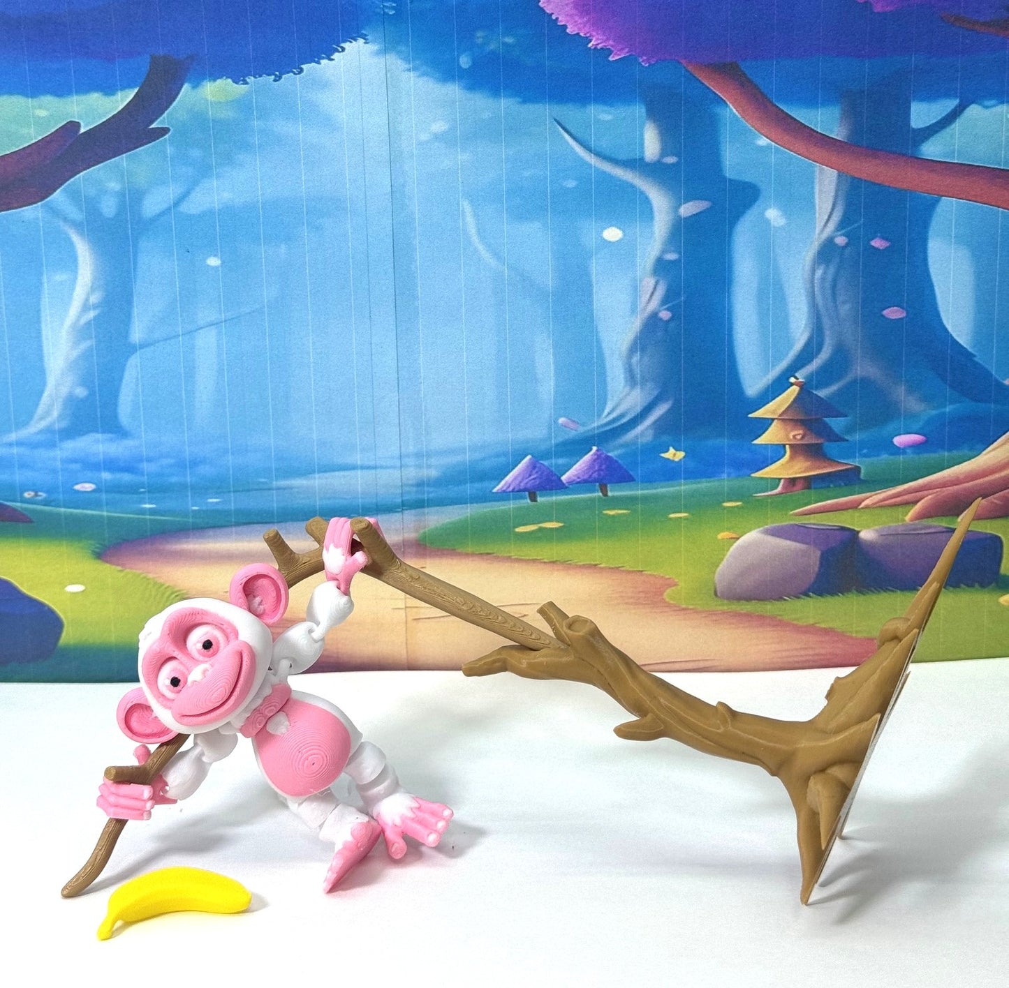 3D Printed Monkey, Articulated 3" Posable, Hangable Monkeys, Stands on Its Own for Fun Poses and Display-AM001-S-PINK