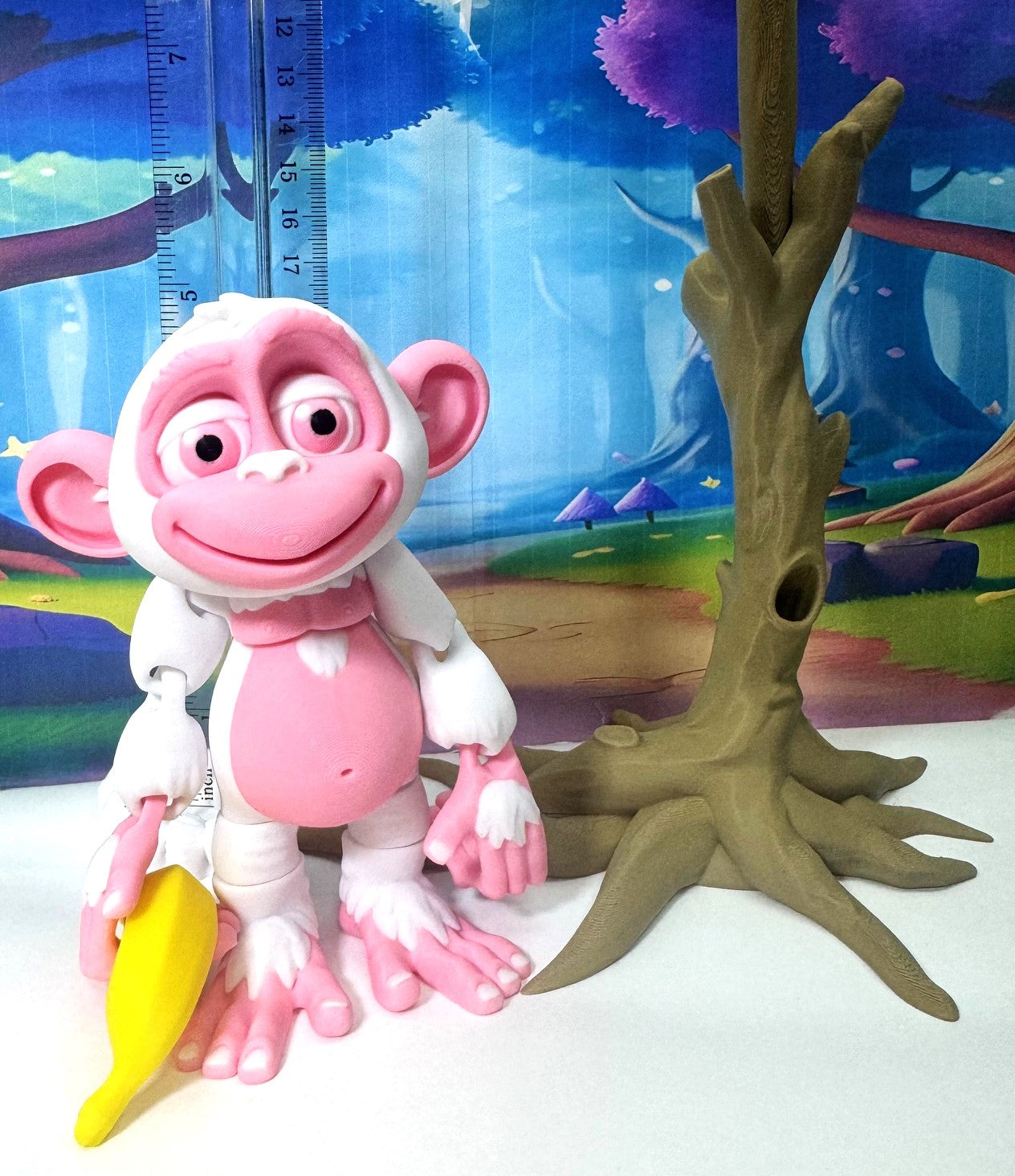 2pcs Articulated Monkey, 3D Printed Fidget Toy, Posable, Hangable Monkeys, Stands on Its Own for Fun Poses and Display-AM001-MC-WP